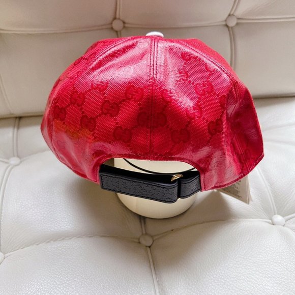 Gucci x Adidas GG LOGO Supreme Baseball Cap Hat Red Black Canvas Unisex Size M - Picture 4 of 11